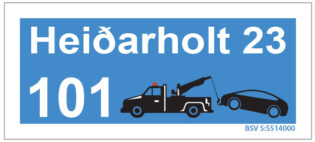 Dráttarbíll og 2 textalínur 13 x 30 cm