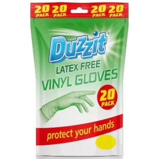 Duzzit Latex Free Vinyl Household Gloves, 20 pör L